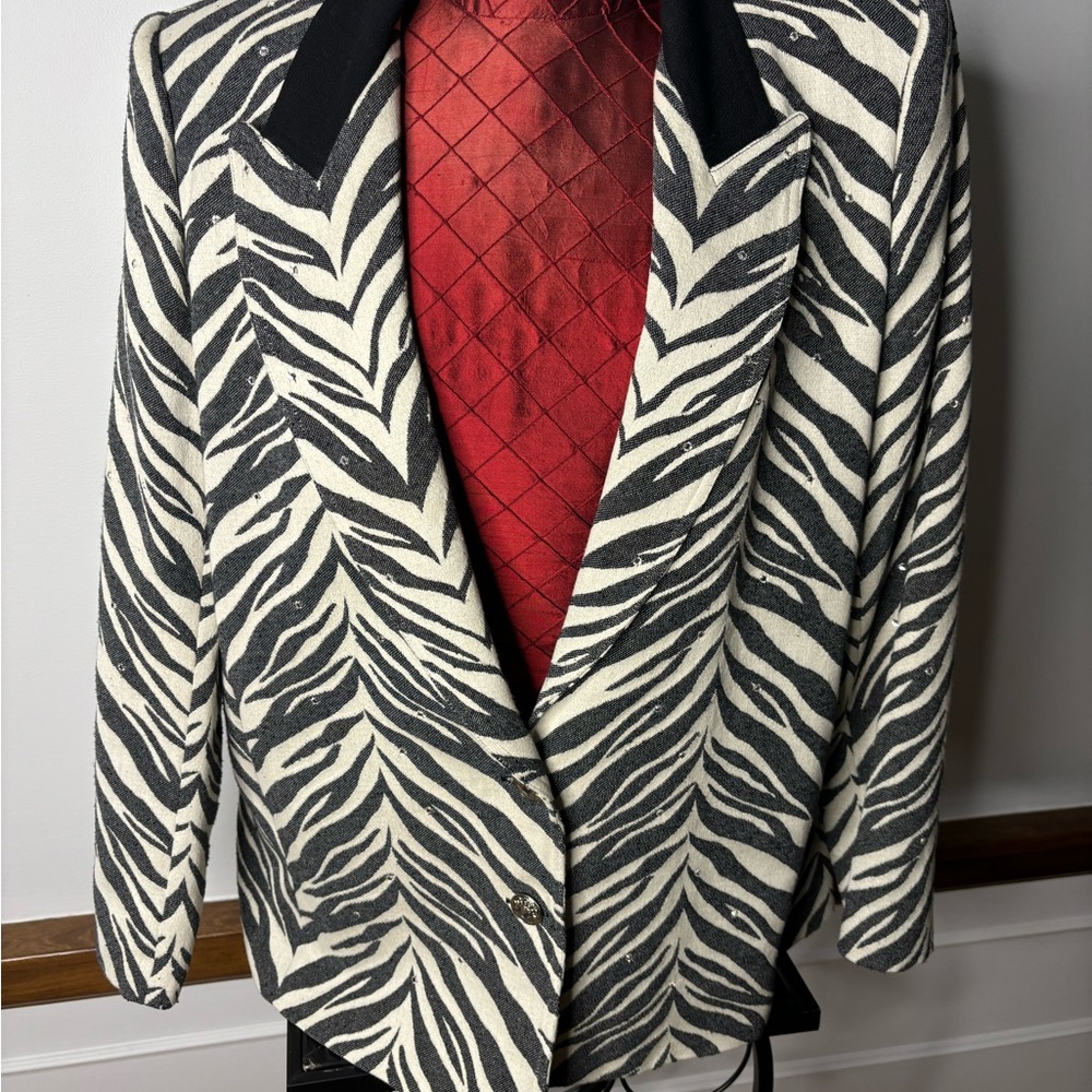 CRISCIONE ,Jacket,blazer Zebra print Woman’s Size M, Fitted M-XL, Cotton